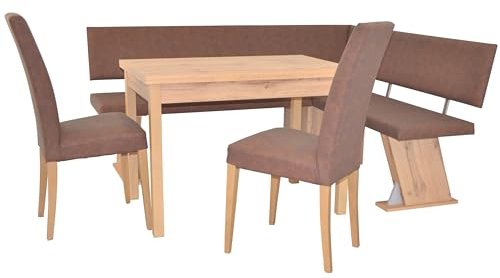moebel direkt online 4tlg. Eckbankgruppe Schenkelmaß 150x182 cm Eckbank kurzer Schenkel rechts, braun