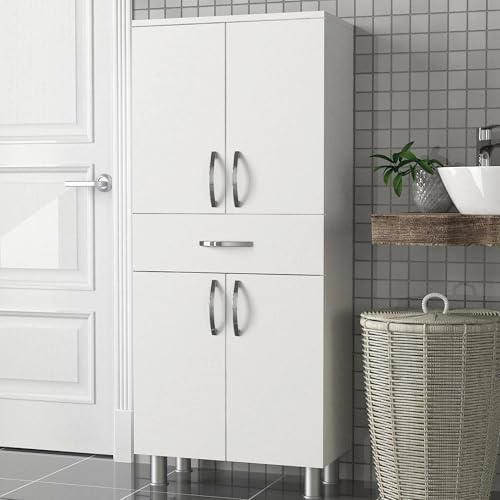Dmora Mehrzweckschrank Seturnes 59,4x140h cm Weiß 4 Regale