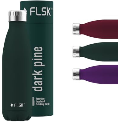 FLSK Trinkflasche – Premium Edelstahl Thermosflasche – 100 % auslaufsicher & kohlensäuregeeignet – hält 24 h kalt & 18 h heiß – BPA-frei (dark pine, 500 ml)