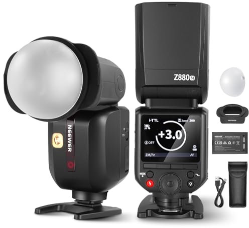 NEEWER Z880-N 76W 2,4G TTL cámara Flash Speedlite Flash Compatible con Nikon, difusor y Adaptador, lámpara de Modelado, Interruptor rápido TTL/M, GN60 1/8000s HSS 7,2 V/3000 mAh batería 600 Flashes