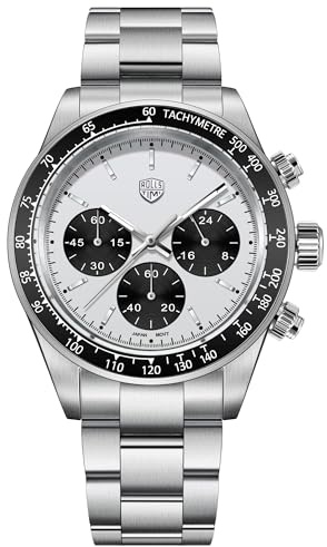TYBERLEY Rollstimi RT7931 Orologi al Quarzo Uomo Tre Occhi Cronografo Multifunzionale Acciaio Inox 100M Impermeabile Luminoso Casual Uomo Sport Orologio da Polso