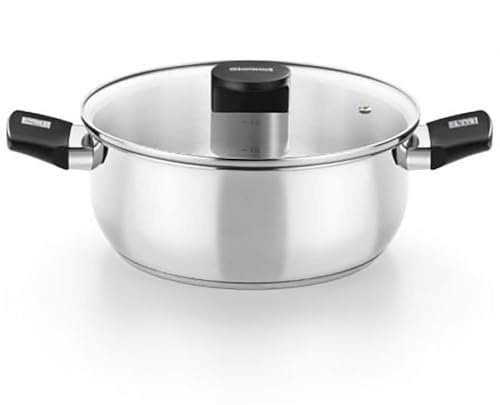 Monix 5,7 l Edelstahl-Kochtopf, 5–6 l Fassungsvermögen, unbeschichtet, inklusive Deckel, 4,5 mm Diffusor-Boden, Silber/Edelstahl