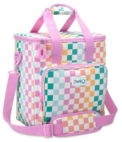 Swig Life Boxxi 24 Cooler Bag, Insulated Cooler Bag with Zipper, Holds 16-24 Cans, or 6 Wine Bottles (Check Mate)