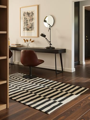 Hanse Home Donna - Alfombra de Lana Natural para salón, Dormitorio, Comedor, Pasillo, Tejida a Mano y Natural, 160 x 230 cm