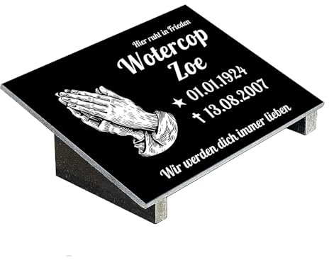 Grabplatte mit Inschrift aus Granit, personalisierbar Gedenktafel für Urnengrab, Grabstein für 1-2 Pers., Urnengrabstein N1 (30x40cm mit Stützen)