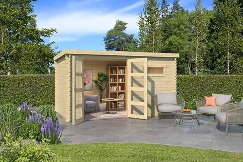 Buttercup Farm Augusta-Log Cabin, Wooden Garden Room, Timber Summerhouse, Home Office - L400 x W254.9 x H216.6 cm