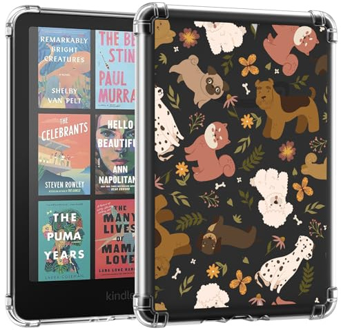 MoKo Hülle für Kindle Paperwhite 7 (12. Gen, 2024), Glückliche Hunde | Kompatibel mit Kindle Colorsoft Signature Edition 2024, ultradünne transparente flexible TPU-Rückschale