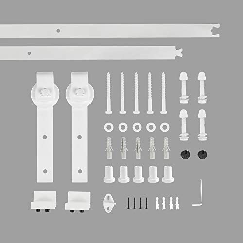 200 cm Schiebetürsystem Komplett-Set für Schiebetüren, Reibungslos, Leise, passend für 100 cm Breite Türverkleidung (Weiß - Klassisch, 200cm)