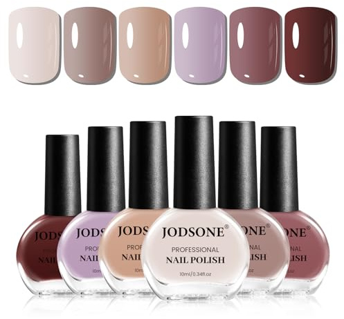 JODSONE Lot de 6 vernis à ongles rose nude 10 ml - Marron rouge violet - Convient pour toutes les saisons - 60 secondes - Séchage rapide - Pour femme - Salon DIY Nail Art