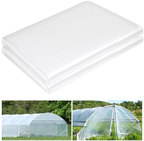 Telo in plastica trasparente per serre, 6 mm, resistente, resistente all'acqua, al sole, al gelo, al vento, alla polvere, per l'inverno, per agricoltura, giardinaggio, agricoltura, fai da te, 6 x 7,6