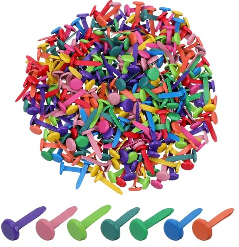 300 Stück Bunte Musterklammern, Mini Musterbeutelklammern Metall Rundkopfklammern Runde Brads Musterbeutelklammer Bunt Wiederverwendbar Scrapbooking Briefklammern für Schule Büro Basteln DIY Handwerk