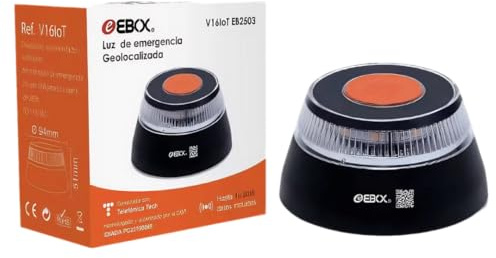 Genérico Luz Emergencia V16 Homologada DGT 3.0 con Geolocalización, Baliza Conectada DGT, Visibilidad 360°, Datos Incluidos hasta 12/2038, Negro, 1 Unidad