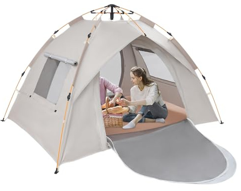 Camping Zelt Instant Pop Up Zelt 2x1.5x1.35m 2-3 Personen Familie Kuppelzelt mit Mesh-Fenstern Wasserdicht Winddicht Leicht Kuppel Campingzelt für Camping Outdoor Wandern