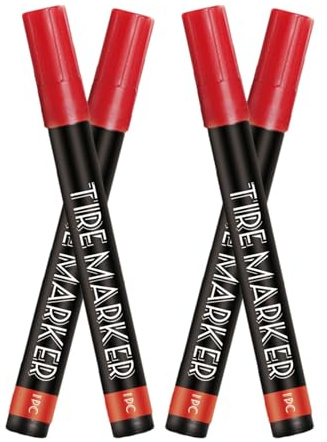Generisch Lot de 4 marqueurs pour pneus - Séchage rapide - Encre à grand volume - Marqueur permanent imperméable - Pour peinture sur pierre, tissu, céramique, métal, tasse, pierre