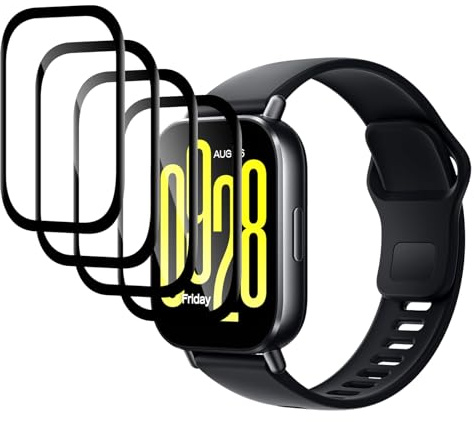 FWKDWHPH [4 Piezas Protector de pantalla Compatible con Xiaomi Redmi Watch 5 Active,3D Cobertura Completa,Dureza 9H,Antiarañazos,Sin Burbujas,3D Cobertura Completa,HD película protectora