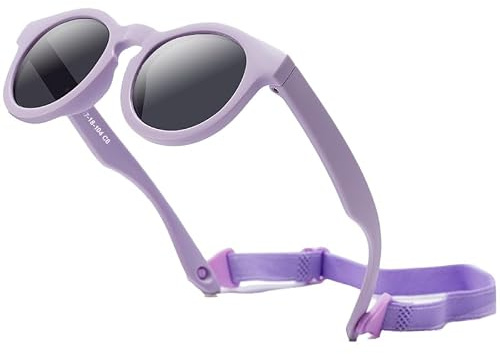 Garegce Baby Sunglasses with Adjustable Strap, Bendable for Newborn Infant Toddler Sunglasses, Polarized UV400 Protection and Durable Silicone Frame for Girls & Boys Age 0-36 Months