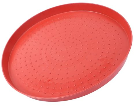 Abaodam Assiette d'alimentation pour Volailles 35 Cm en Plastique Rouge Antidérapante, Plateau à Fourrage 2 Pièces pour Poulets, Canards et Oies, Accessoire Solide et Écologique