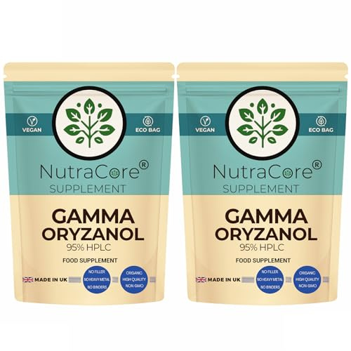 NutraCore Gamma Oryzanol 400mg | Gamma Oryzanol | 180 Vegan Caps | UK Made | Premium 95% Gamma Oryzanol | High Purity HPLC Tested | Rice Bran Derived | Sports Nutrition & Daily Wellness Formula