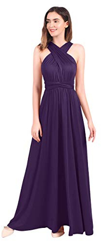 Robe longue convertible pour femme - Robe de soirée, de bal, de mariage, de cocktail - Violet - Small