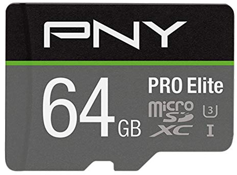 PNY 64GB PRO Elite U3 V30 A1 microSDXC Flash-Speicherkarte + Adapter
