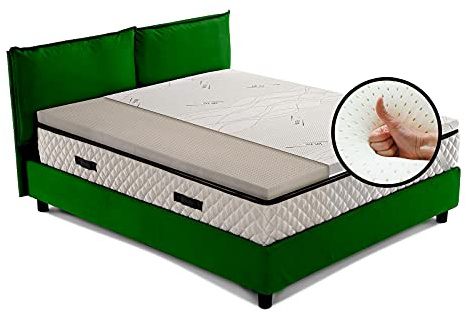GEEMMA s.r.l. Topper en latex, surmatelas en 100% latex, hypoallergénique, hauteur 4 cm, avec tissu antibactérien, amovible, 90 x 200 cm