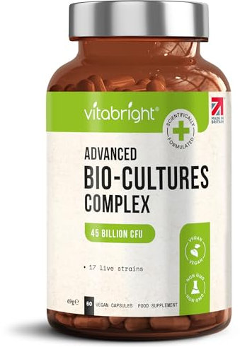 Bio Cultures Complex Probiotics for Gut Health | 45 Billion CFU - 17 Strains | Probiotics for Women Intimate Flora & Complete Gut Repair for Men | Prebiotics Digestive Health Supplements | Vitabright