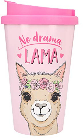 Depesche 2180.010 To-Go Becher aus Kunststoff mit Spruch, 350 ml, wiederverwendbar, No Drama Lama