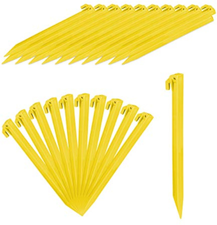 Relaxdays Heringe, 32er Set, leichte Zeltheringe, weiche & sandige Böden, 31 cm lang, Kunststoff, Bodenanker, gelb
