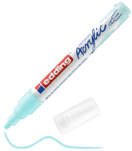 edding 5100 Acrylmarker medium - pastell-blau - 1 Acrylstift wasserfest - mittlere Rundspitze 2-3 mm - Acryl Farben zum Malen auf Leinwand, Malpapier und Holz - Acrylstifte für Steine