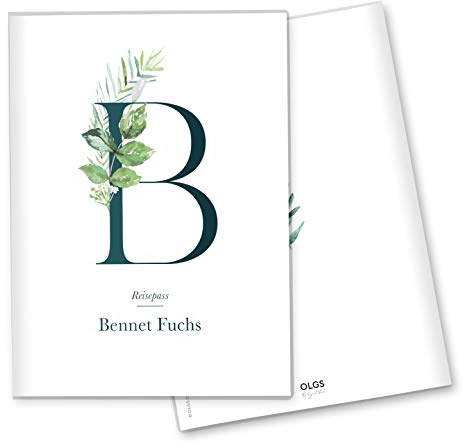 Olgs Reisepasshülle Individualisiert Buchstabe Ausweishülle Schutzhülle für Dokumente & Reisepass personalisierbar mit Namen (12 Motiv, Reisepass personalisiert)