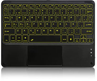 KOOCHUWAH Teclado Bluetooth con Touchpad Español Layout retroiluminado para Sistemas de iOS Android Windows, Compatible con iPad Galaxy Tab Huawei matepad XIAOMI Acer Lenova Tablets