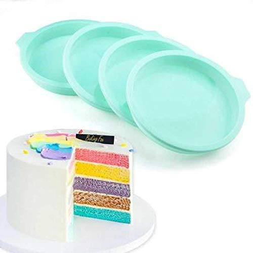 Teglia per torta da 15,5 cm, in silicone rotondo, set di 4 stampi rotondi in silicone per torte, adatti per frittelle di verdure, crosta di pizza frittate