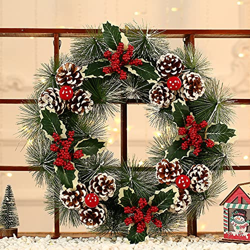 Bseical Weihnachtskranz Deko Tannengirlande, Weihnachtsdeko Weihnachtsgirlande, Blumengirlande Künstlich Außen und Innen, Deko Weihnachten Fenster Tür (Klein, Tippe B)
