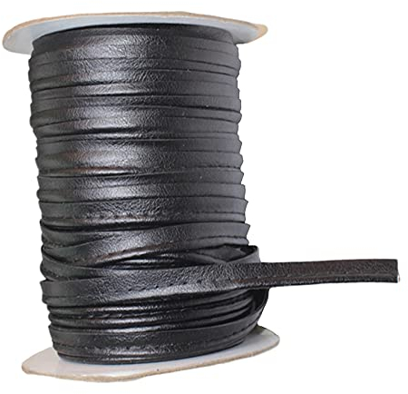 Sharplace Einfach gefaltetes Schrägband aus Leder zum Nähen, Säumen, Binden, Säumen, Paspeln, Quilten, 50 Yards - Schwarz