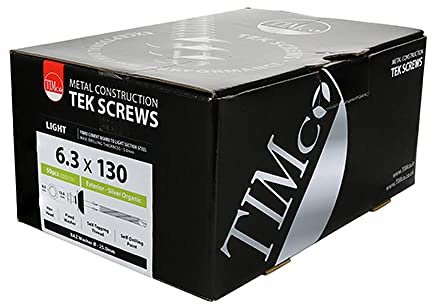 TimCo Vis extérieure en fibre de ciment auto-foreuse avec rondelle BAZ - 6,3 x 130 mm