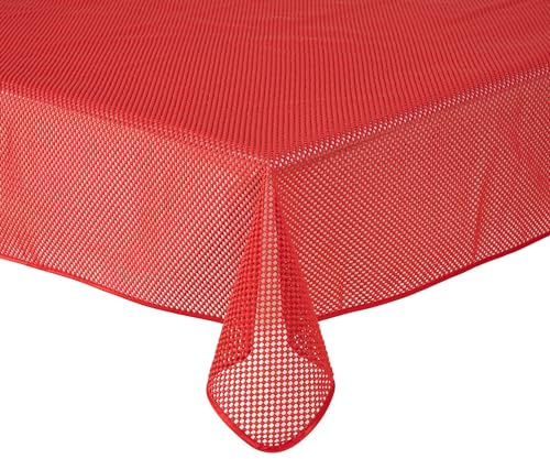 Tischdecke Outdoor Wetterfest - Gartentischdecke Eckig 110x140 cm Rot | Rutschfest, UV-beständig, abwaschbar & bei 30°C waschbar - Weichschaum PVC Tischdecke Karo Design in 7 Farben