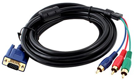 Ruilogod 3 metros 9.8FT VGA 15 PINES A 3 Interfaz-AV M/M RGB Cable de cable de componente de video