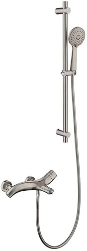 Badewannenarmaturen Bad Duschset Edelstahl Gebürstet Armatur Badewannen Duschsysteme Duscharmatur Wasserhahn Einzelpaar-Doppelfunktion Duschset Duschset Wannenmischer mit Handbrause