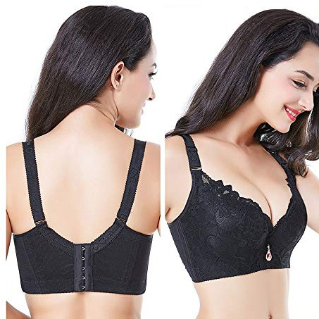 YLISHI Stor kupa BH Push Up Bygel-BH, Svart, 90D