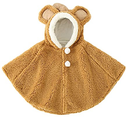 ITODA Mignon Cape à Capuche Bébé Garçon Filles Sweat Laine Doux Poncho Tout-Petits Manteau à Capuchon Coupe-Vent Hiver Automne Vêtements d'extérieur Chaude Châle pour Enfants 0-3ans
