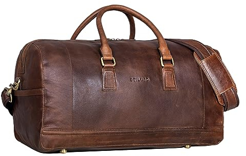 STILORD Edson Leder Weekender Herren Große Damen Ledertasche Vintage Reisetasche Groß Handgepäck Reisegepäck Sporttasche Travel Bag wasserdichte Duffle Bag Echtleder Farbe:Kansas - braun