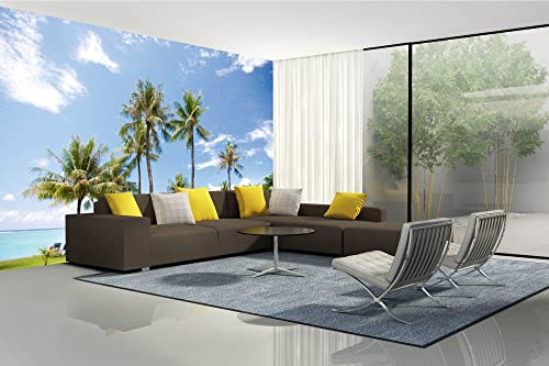DIMEX LINE Non-Woven Photo Wallpaper Palm Trees ON The Beach 375 x 250 cm - Non-Woven Wallpaper, Wall Mural, Wall Art - Wallpaper for Living Room, Bedroom, Office, Kitchen