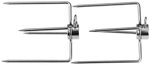 fikujap Lot De 2 Barbecue Rotissoire, Fourchettes à Viande Acier Inoxydable, Accessoires De Barbecue Multifonctionnel pour Aux Tiges De Broche Rondes