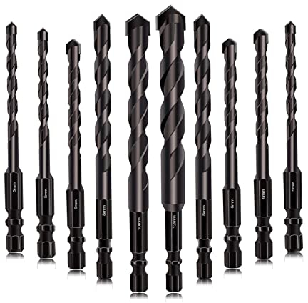 Schwarzer Steinbohrer Betonbohrer Keramikfliesenbohrer-Set Wolframkarbidspitze for Beton Ziegel Glas Holz (Size : 5PCS 8MM)