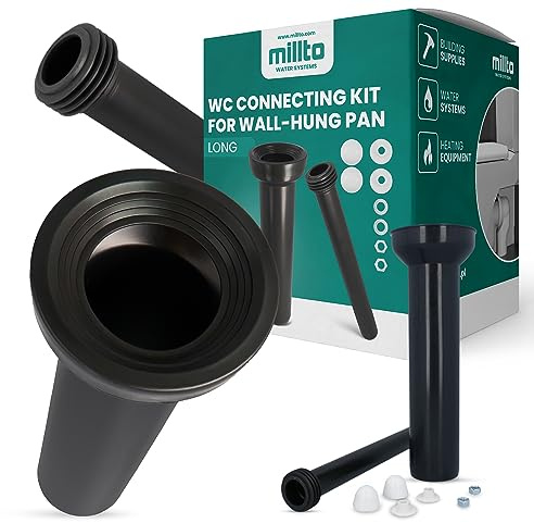 Millto™ Juego de conexión de inodoro para pared, tubo de desagüe, tubo de conexión, juego de conexión larga para cisterna, conector de inodoro, sistemas de drenaje, cisternas