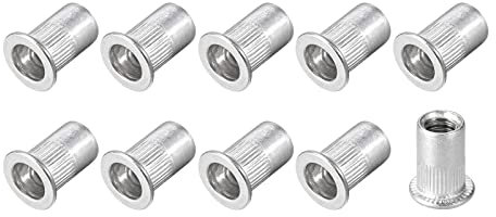 METALLIXITY Rivet Écrous (1/4-20) 100pcs, Aluminium Alliage Fileté Insert Écrous - pour Meuble Mécanique Fixations, Argent Ton