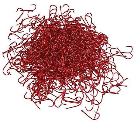 Angelhaken 50 Stücke Angelhaken Serie Stacheldraht Angelhaken Hartstahl Rot Angelhaken Gebogen Baitholder Beringt Karpfen Haken Tackle 1#-9# Angelzange (Color : 6)