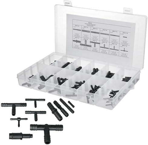 113 pezzi Kit raccordo tubo,Connettori per tubi del sistema di irrigazione,Connettore per l'irrigazione,Tubo a T,Adatto per il sistema di irrigazione a goccia della serra del giardino con terrazza