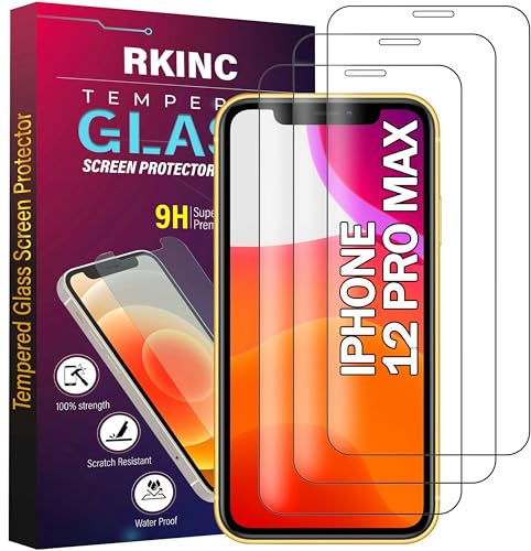 RKINC 3 Stück, Panzerglas Schutz Glas für iPhone 12 Pro Max 6.7-Inch, Panzer HD Displayschutzfolie, 0,33 mm kratzfest, splitterfrei, blasenfrei, lebenslangeGarantie