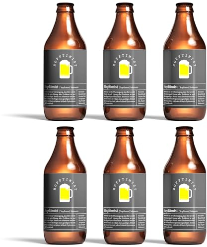 6x Hopftimist selbstklebende Flaschenetiketten - Originelles Bier Geschenk für Männer zum Geburtstag